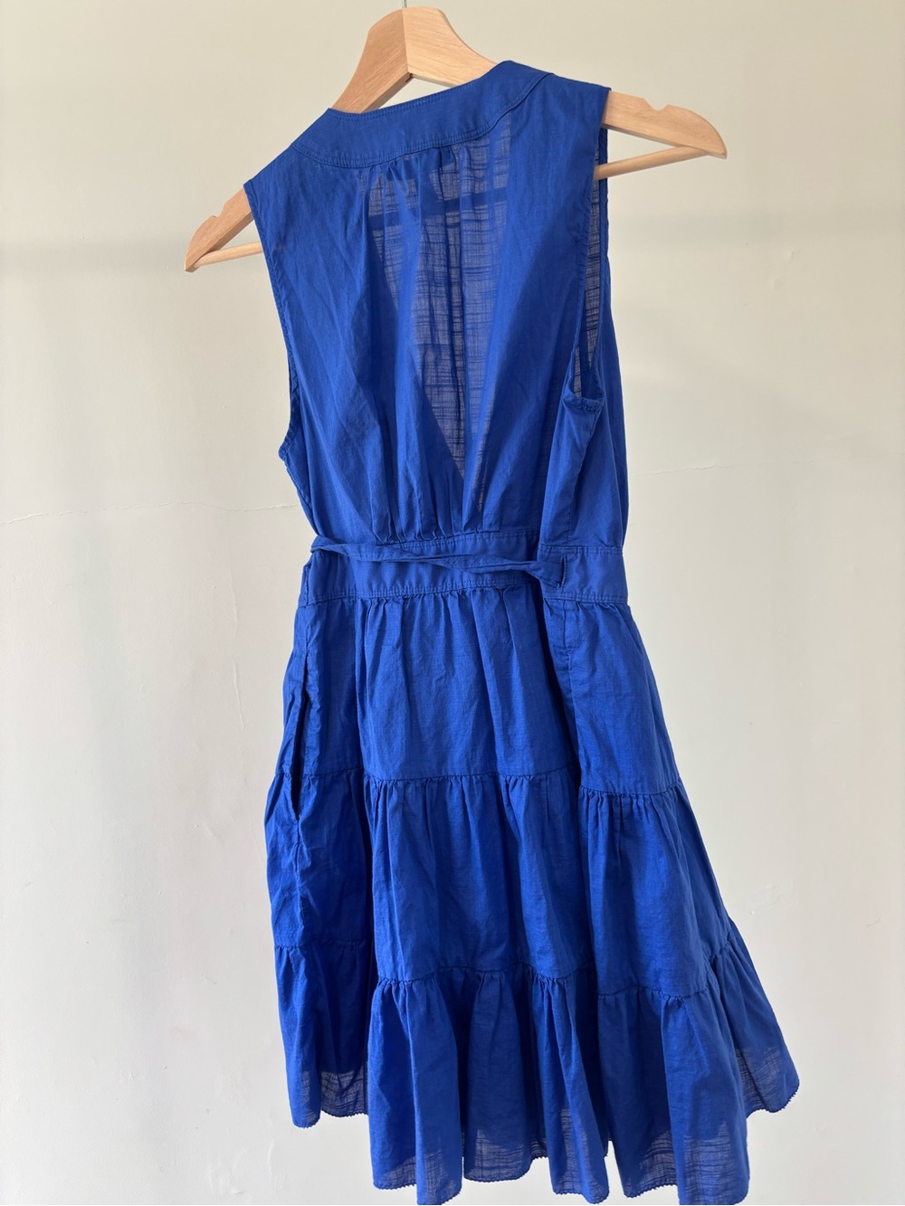 Banana Republic Sleeveless Wrap Cotton Midi Dress - Cobalt - Picture 6 of 9